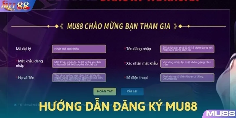 Hướng dẫn tạo tài khoản cá cược MU88 nhanh chóng