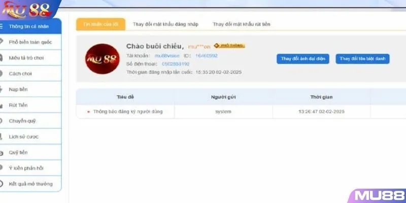 Người chơi giao dịch nạp tiền MU88 qua ngân hàng siêu gọn lẹ